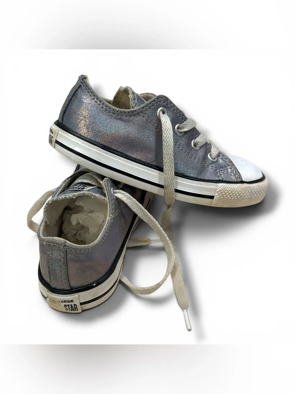 Converse All-Star Kids Low Top Sneakers in Silver / Hologram